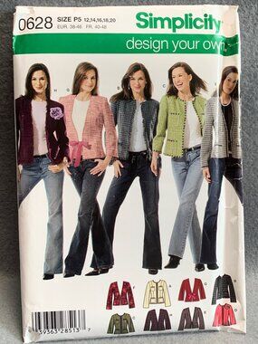 Simplicity Misses Coat Jacket Sewing Pattern Size 12 14 16 18 20 0628 Uncut 2004